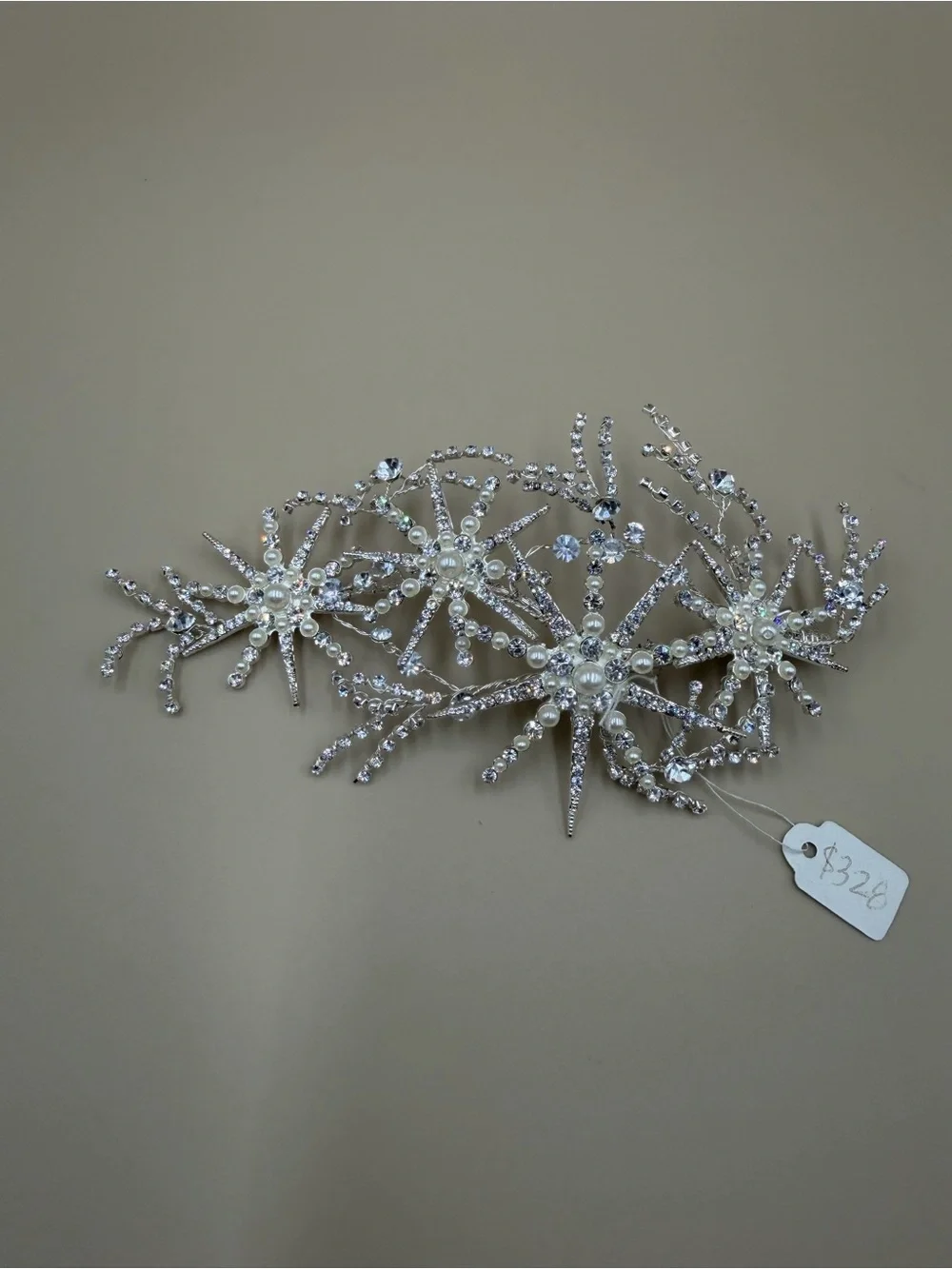 Bridal Rhinestone Pearl Starburst Hair Barrette